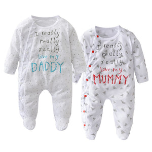 2020 Autumn Sale Newborn Cotton baby Boys Girls Rompers I Love My Mom and Dad Letter Infant Jumpsuit Newborn Toddler Clothes