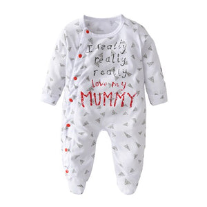 2020 Autumn Sale Newborn Cotton baby Boys Girls Rompers I Love My Mom and Dad Letter Infant Jumpsuit Newborn Toddler Clothes