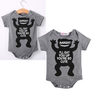 2020 Hot selling summer cotton baby rompers short-sleeved little monsters baby boy girl clothes newborn s infant clothing