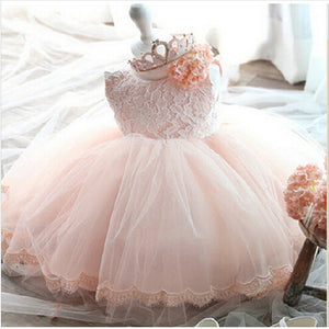 2020 Infant Baby Girls Flower Dresses Christening Gowns Newborn Babies Baptism Clothes Princess tutu Birthday White Bow Dress