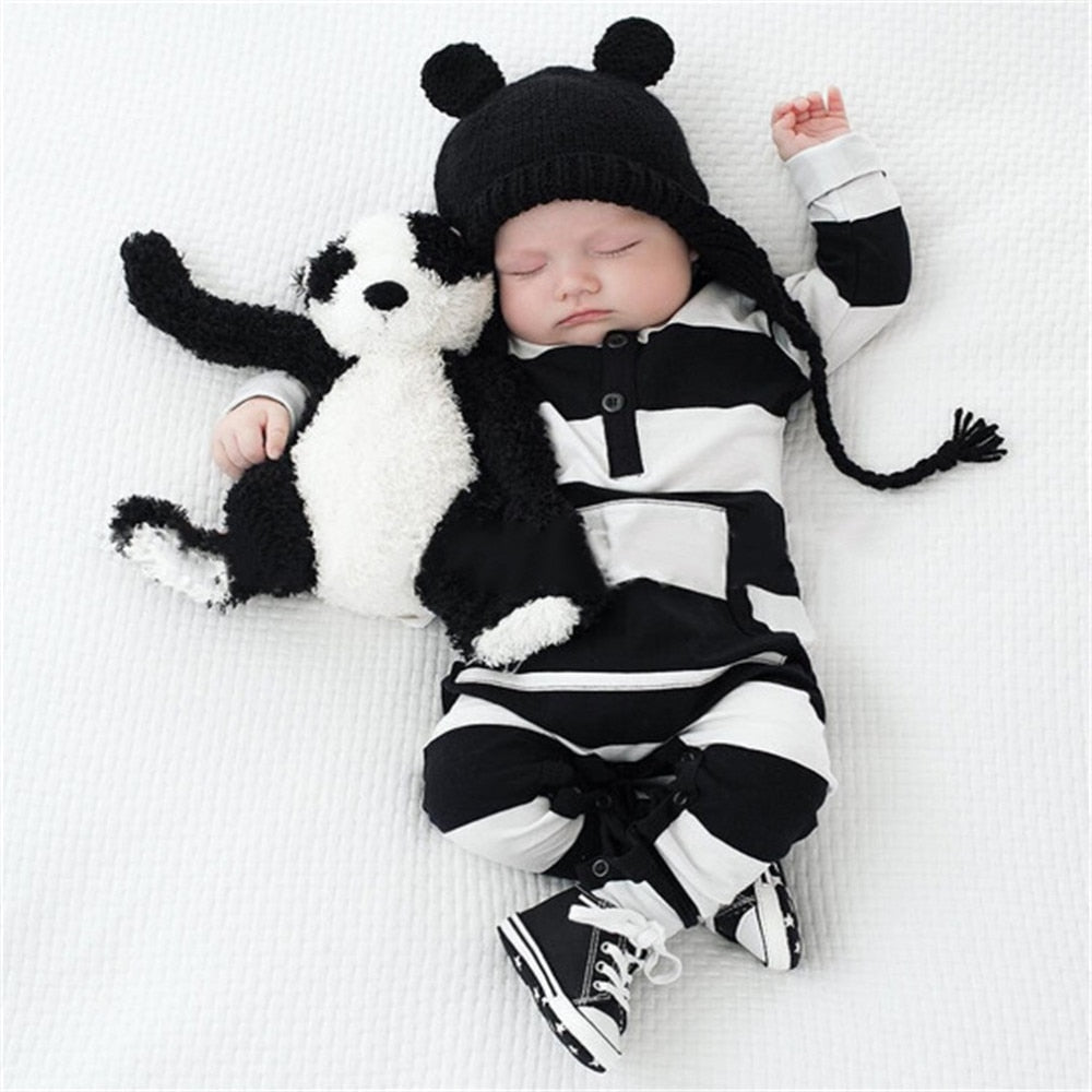 2020 New Fashion Cute Striped Baby Boys Girls Rompers One Piece Long Sleeve Jumpsuits Cotton Newborn Clothes Infant Costume