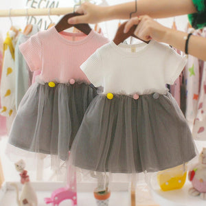 2020 New Fashion Spring Dresses Toddler Kids Baby Girls Patchwork Tulle Casual Clothes Princess Dresses 0-2years Girl Clothes