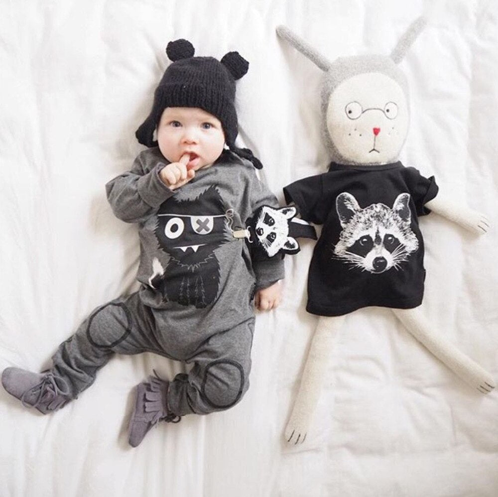 2020 New Newborn Clothes Little Monsters Baby Boy Girl Romper Long Sleeve One Piece Suit Baby Clothing Jumpsuit Infant Outfits