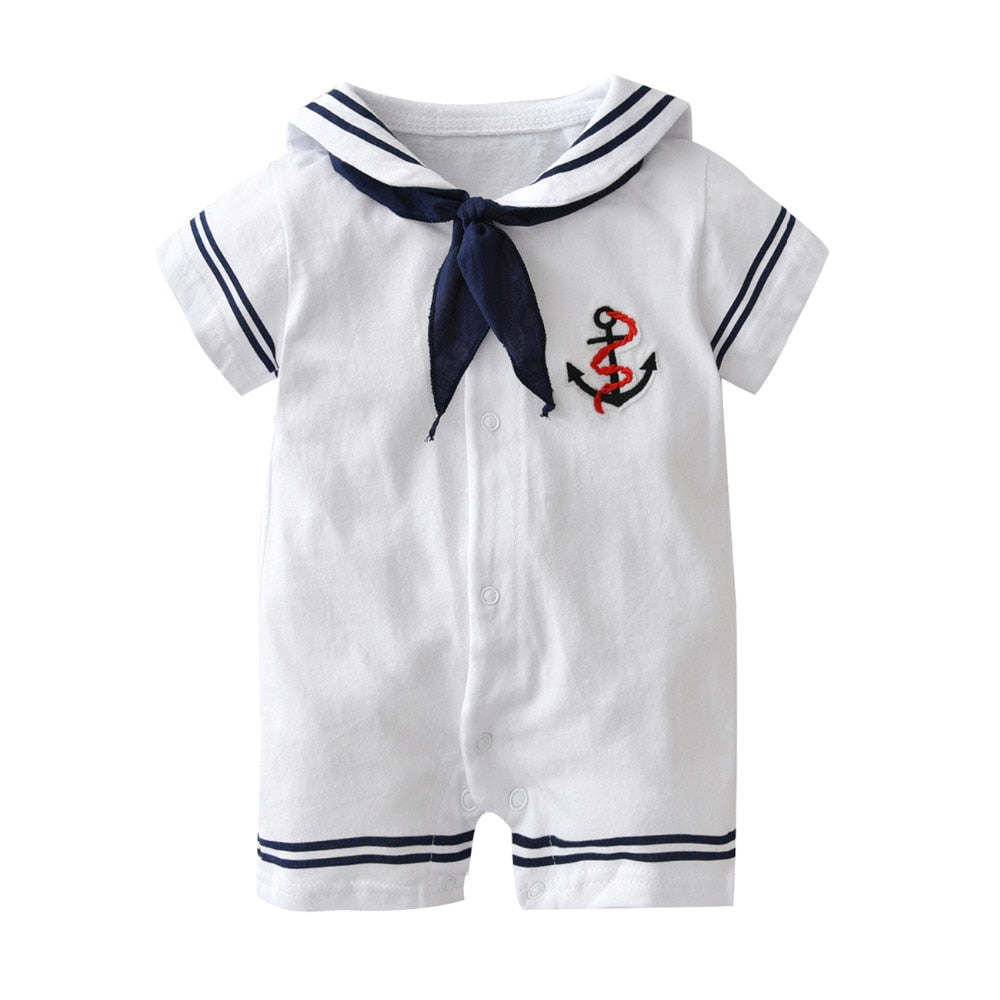 2020 Summer style Newborn Toddler Short sleeve White Navy Sailor uniforms Baby Romper Baby Boy Girl Clothes Infant Outfits