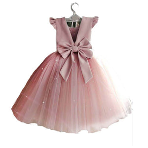 2020 new Girl Princess Dress Children Pearl Piano Performance Dress Little Fower Girl Bow Evening Dress E2066