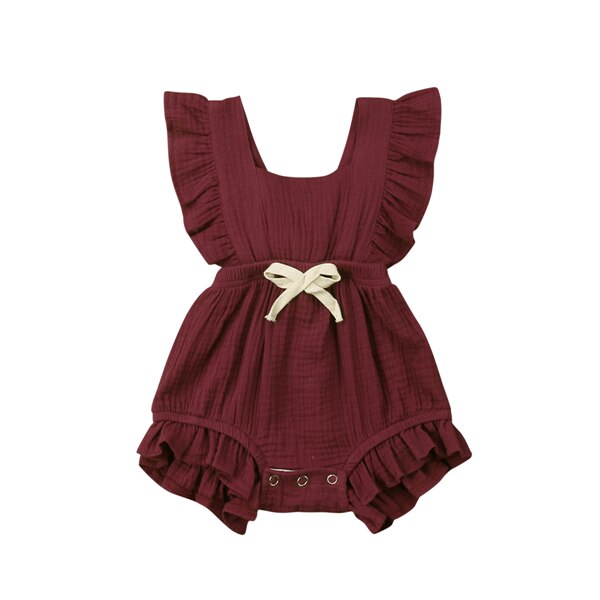 7 Color Cute Baby Girls Ruffle Solid Color Romper Jumpsuit Outfits Sunsuit for Newborn Clothes Infant Toddler Clothing