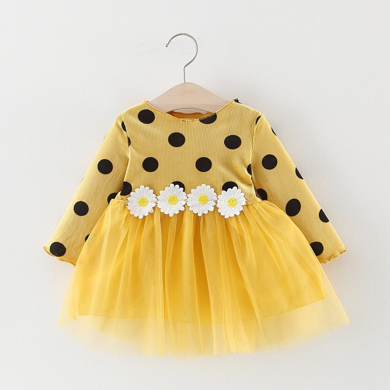 Autumn Baby Dress Long Sleeve Infant Dress Toddler Girls Princess Dresses Polka Dot Daisy Fashion Baby Girls Clothing