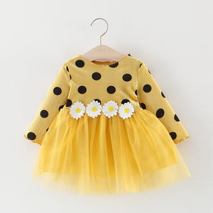 Autumn Baby Dress Long Sleeve Infant Dress Toddler Girls Princess Dresses Polka Dot Daisy Fashion Baby Girls Clothing