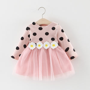 Autumn Baby Dress Long Sleeve Infant Dress Toddler Girls Princess Dresses Polka Dot Daisy Fashion Baby Girls Clothing