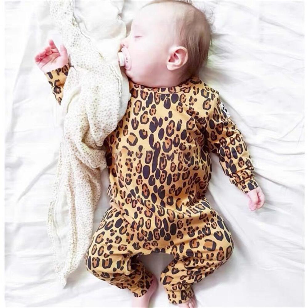 Baby Boys Girls Romper Newborn Baby Clothes Cotton Long Sleeve Fashion Leopard Print Jumpsuit Infant Toddler Outfits