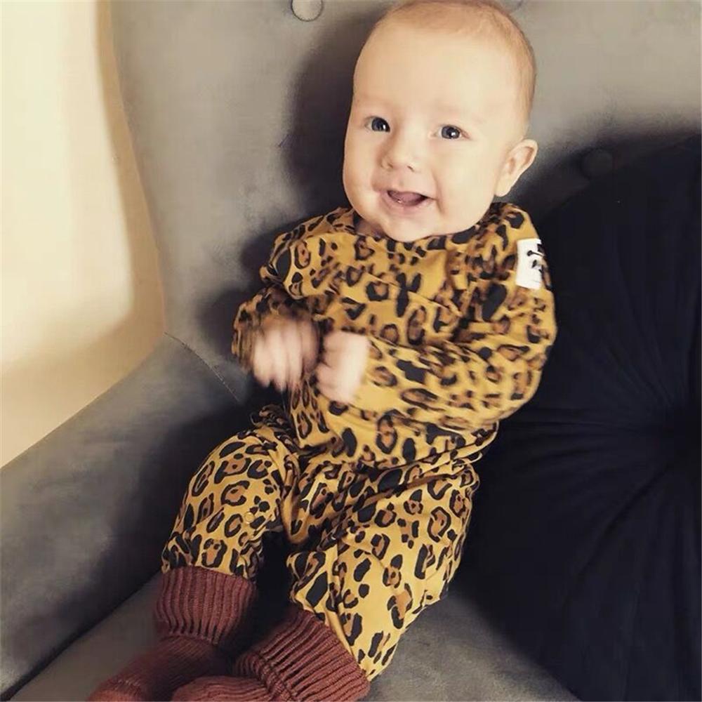 Baby Boys Girls Romper Newborn Baby Clothes Cotton Long Sleeve Fashion Leopard Print Jumpsuit Infant Toddler Outfits