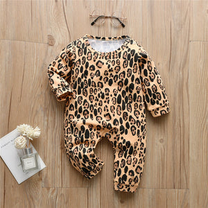 Baby Boys Girls Romper Newborn Baby Clothes Cotton Long Sleeve Fashion Leopard Print Jumpsuit Infant Toddler Outfits