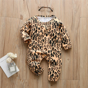 Baby Boys Girls Romper Newborn Baby Clothes Cotton Long Sleeve Fashion Leopard Print Jumpsuit Infant Toddler Outfits