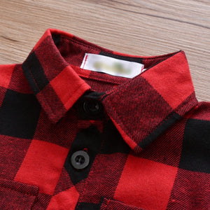 Baby Boys Romper Infant Clothing Toddler Red Plaid Gentleman Style Short Sleeve jumpsuit Newborn Clothes