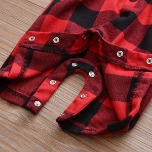 Baby Boys Romper Infant Clothing Toddler Red Plaid Gentleman Style Short Sleeve jumpsuit Newborn Clothes