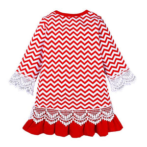 Christmas Costume Dress for Girl  Fashion Bow Kids Clothes Santa Embroidered Dress Winter Long Sleeve Girls Costume Clothes