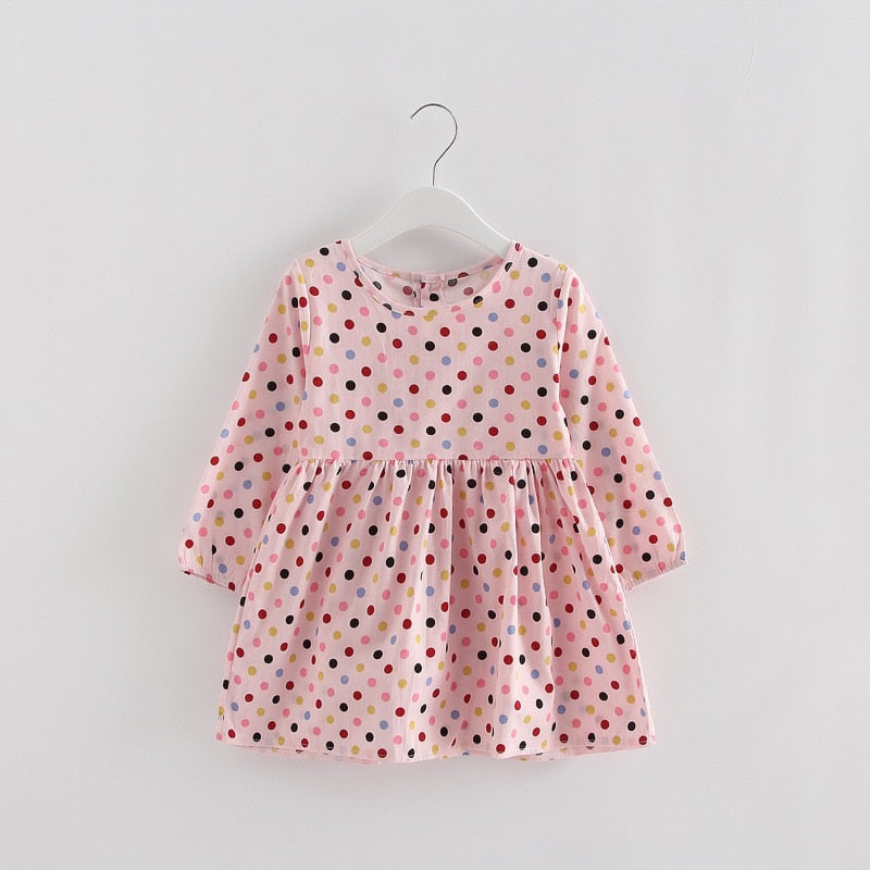 Cotton Girl Dress Long Sleeve Children Dress Polka Dot Kids Dresses for Girls Fashion Girls Clothing