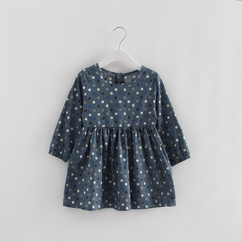 Cotton Girl Dress Long Sleeve Children Dress Polka Dot Kids Dresses for Girls Fashion Girls Clothing