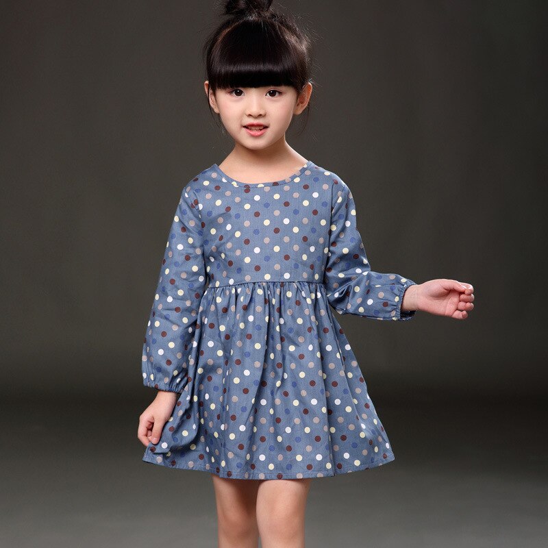 Cotton Girl Dress Long Sleeve Children Dress Polka Dot Kids Dresses for Girls Fashion Girls Clothing