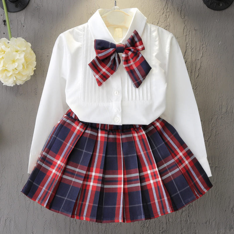 Fashion Kids Girl Dresses Bowknot Skirt T-shirt Dress Children Clothes Girl Princess Dresses for Baby Cute Girls Clothing Sets