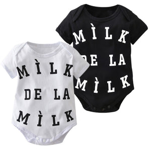 Fashion Summer Newborn Infant Clothes Baby Boys Girls Bodysuits Short Sleeve Letter Milk Jumpsuit Toddler Outfits