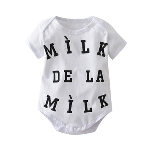 Fashion Summer Newborn Infant Clothes Baby Boys Girls Bodysuits Short Sleeve Letter Milk Jumpsuit Toddler Outfits