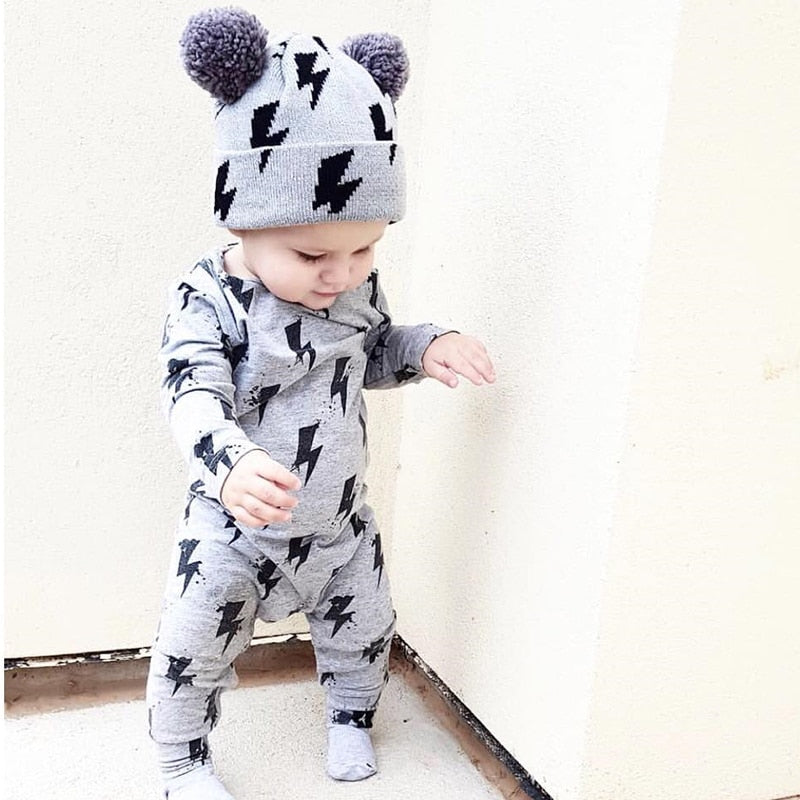 Infant Clothing Baby Boy Girl Rompers Fashion Lightning Print Cotton Long Sleeve Jumpsuit Newborn Toddler Baby Clothes Outfits