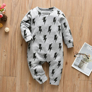 Infant Clothing Baby Boy Girl Rompers Fashion Lightning Print Cotton Long Sleeve Jumpsuit Newborn Toddler Baby Clothes Outfits