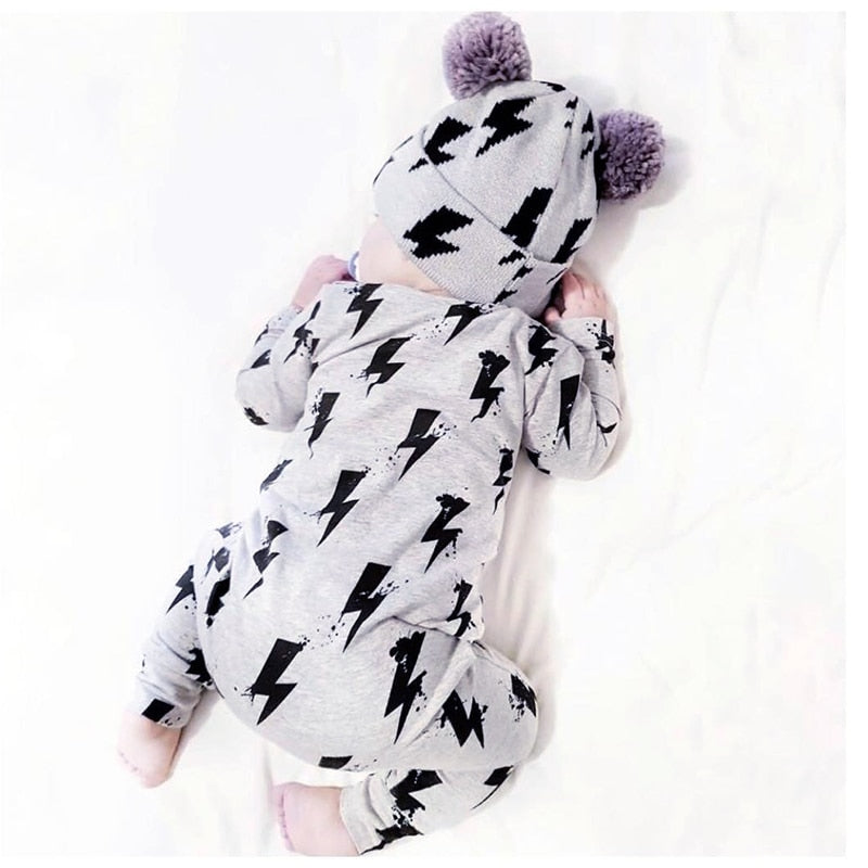 Infant Clothing Baby Boy Girl Rompers Fashion Lightning Print Cotton Long Sleeve Jumpsuit Newborn Toddler Baby Clothes Outfits