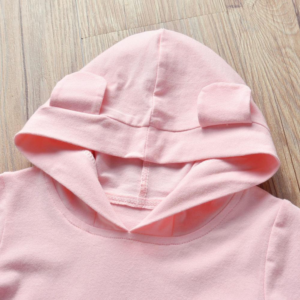 Infant Girl Clothing Baby Romper Long Sleeve Solid Color Cosplay Bear Hooded Jumpsuit and Headband Newborn Baby Clothes Outfits