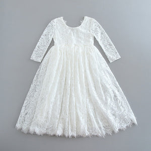 Kids Princess Dress for Girls Cream White Lace Sleeveless Party Dress High Low Beach Dress Baby Clothes  E17125