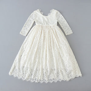 Kids Princess Dress for Girls Cream White Lace Sleeveless Party Dress High Low Beach Dress Baby Clothes  E17125