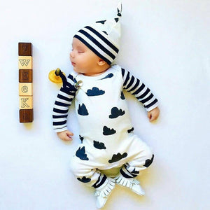 New 2020 Autumn Fashion Baby Romper Newborn Toddler Long Sleeve Cartoon jumpsuit+Hat 2 Pcs/Set Baby Boys Girls Clothes