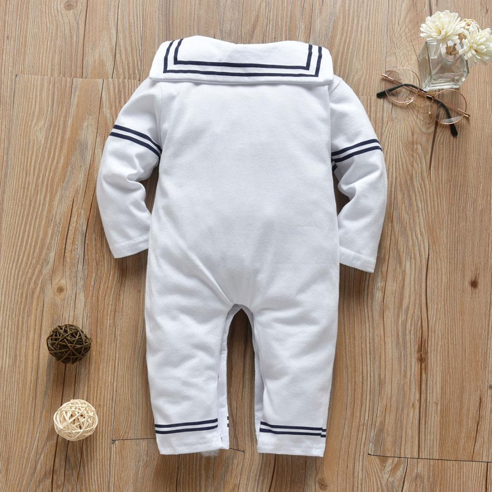 Newborn Baby Boy Girl Romper White Navy Sailor Uniforms Unisex Long Sleeve Jumpsuit Infant Clothing Autumn Toddler Clothess