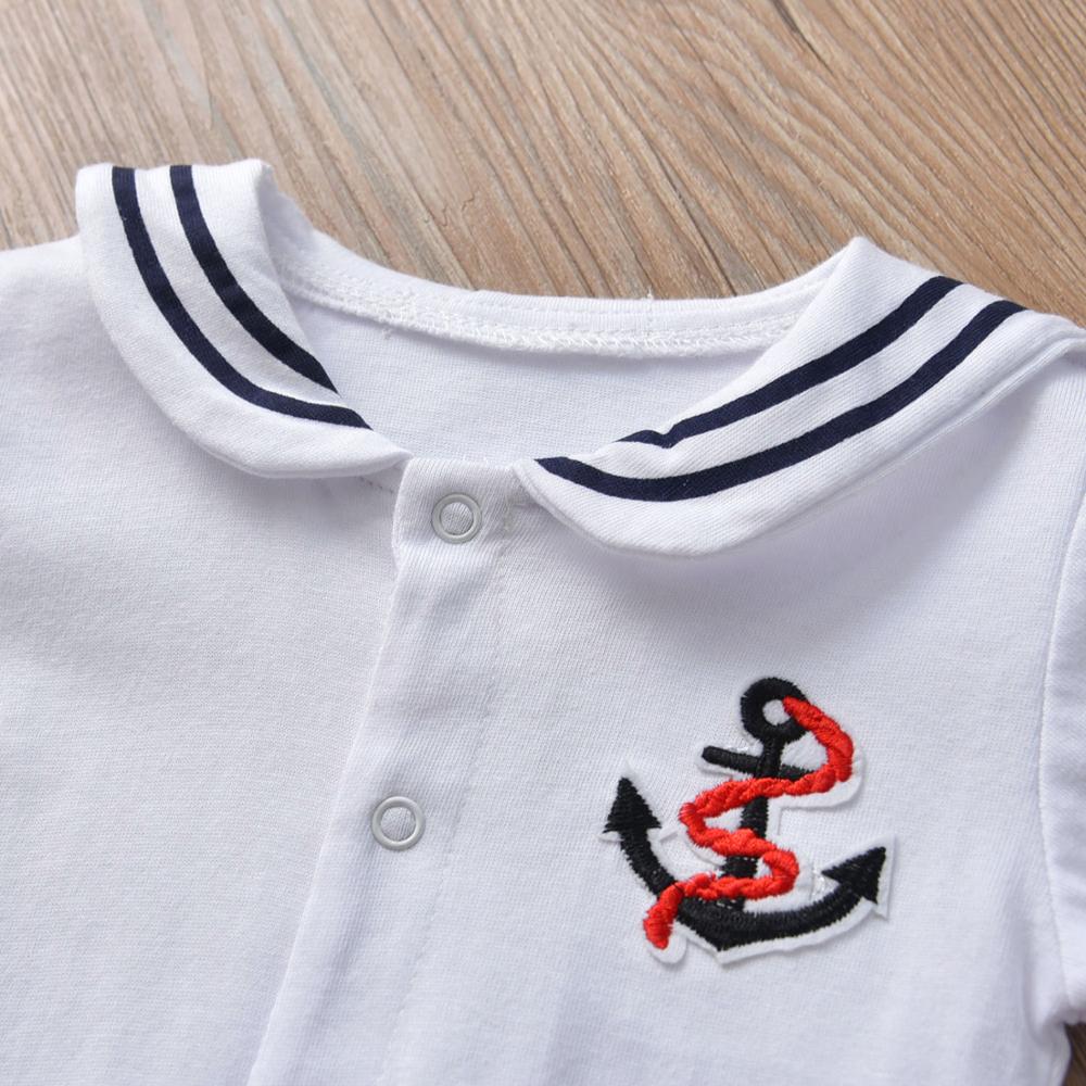 Newborn Baby Boy Girl Romper White Navy Sailor Uniforms Unisex Long Sleeve Jumpsuit Infant Clothing Autumn Toddler Clothess