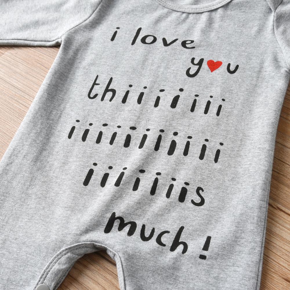 Newborn Baby Boy Romper Clothes Solid Color Long Sleeve Letter I Love You This much Jumpsuit and Hat Infant 2pcs Clothing Outfit