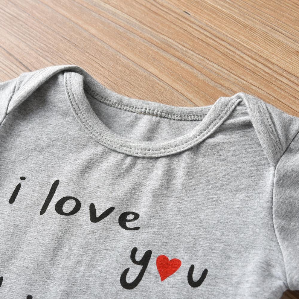 Newborn Baby Boy Romper Clothes Solid Color Long Sleeve Letter I Love You This much Jumpsuit and Hat Infant 2pcs Clothing Outfit