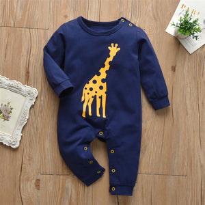 Newborn Baby Boys Girls Romper Pajamas Cotton Long Sleeve Giraffe Print Jumpsuit Infant Clothing Autumn Toddler Clothes Outfits