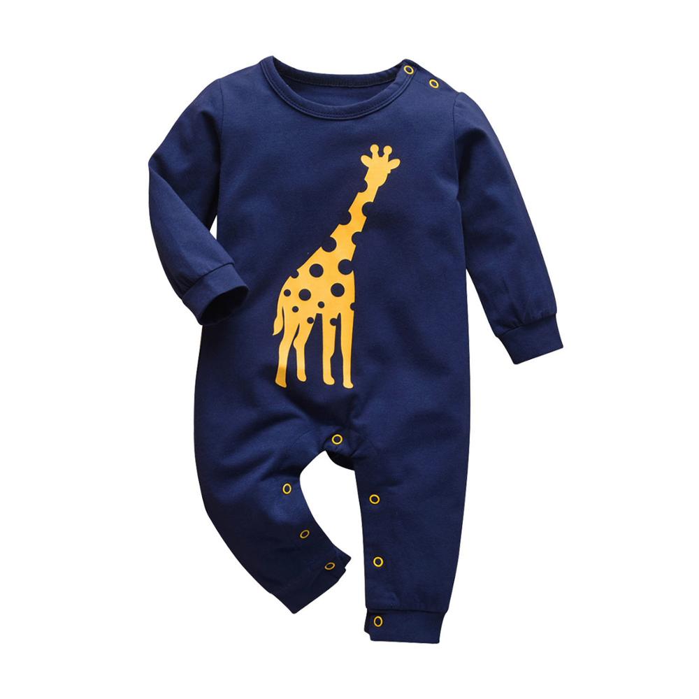 Newborn Baby Boys Girls Romper Pajamas Cotton Long Sleeve Giraffe Print Jumpsuit Infant Clothing Autumn Toddler Clothes Outfits