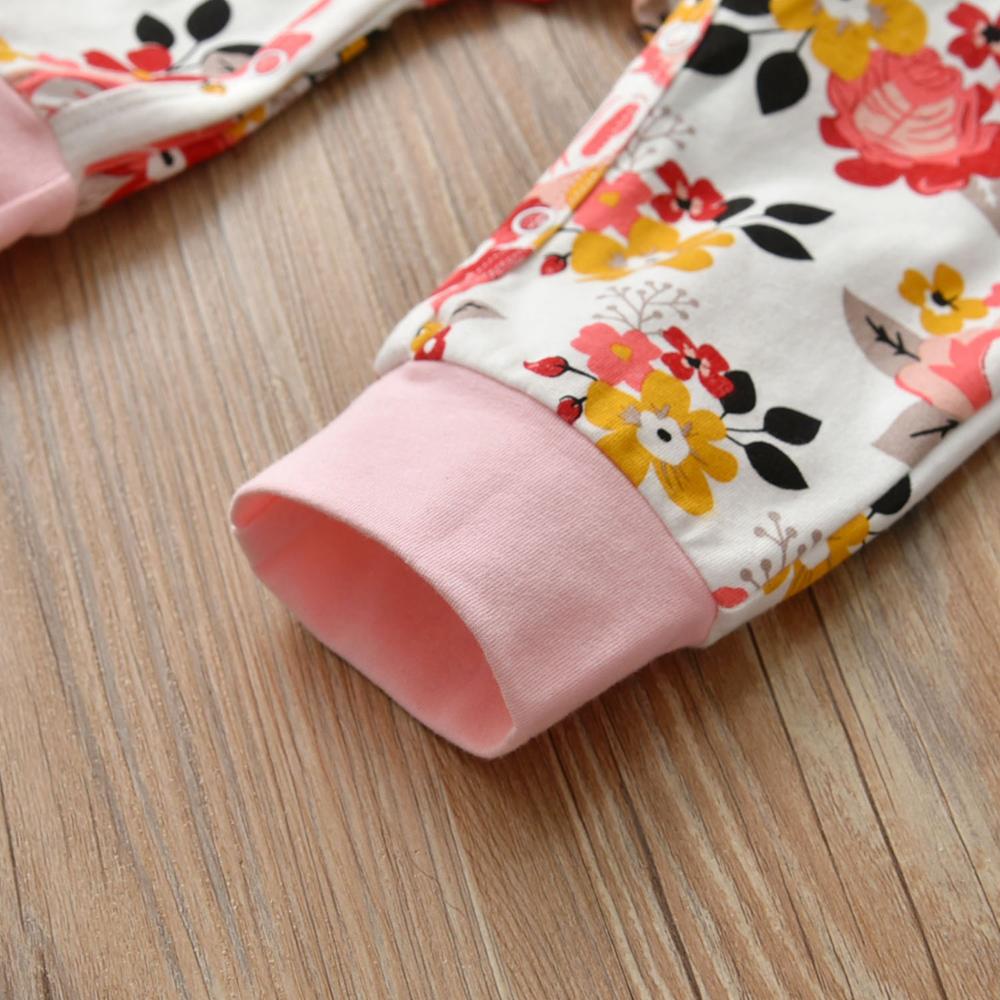 Newborn Baby Girls Romper Casual Floral Cotton Long Sleeve Jumpsuit+Bow Headband Infant 2Pcs Autumn Baby Clothes