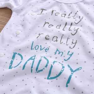 Newborn Clothes Baby Boy Girl Romper Cotton Cute Letter I Really Love My Daddy/Mummy Long Sleeve Jumpsuit Infant Clothing Pajama