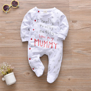 Newborn Clothes Baby Boy Girl Romper Cotton Cute Letter I Really Love My Daddy/Mummy Long Sleeve Jumpsuit Infant Clothing Pajama