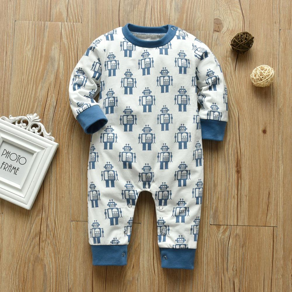 Newborn Clothes Baby Boy Rompers Long Sleeve Robot Pattern Jumpsuit Infant Toddler Baby Boy Clothes Pajamas