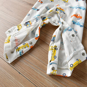 Newborn Clothes Baby Boys Rompers Pajamas Cartoon Car Print Long Sleeve Jumpsuit Autumn Infant Toddler Cllothing