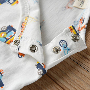 Newborn Clothes Baby Boys Rompers Pajamas Cartoon Car Print Long Sleeve Jumpsuit Autumn Infant Toddler Cllothing