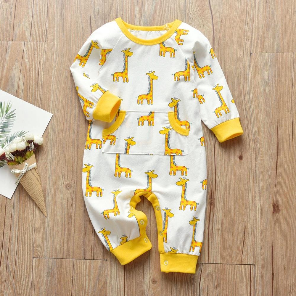 Newborn Clothes Infant Cotton Baby Boys Girls Romper Cute Fawn Print Long Sleeve jumpsuit Toddler Baby Clothing Outfits