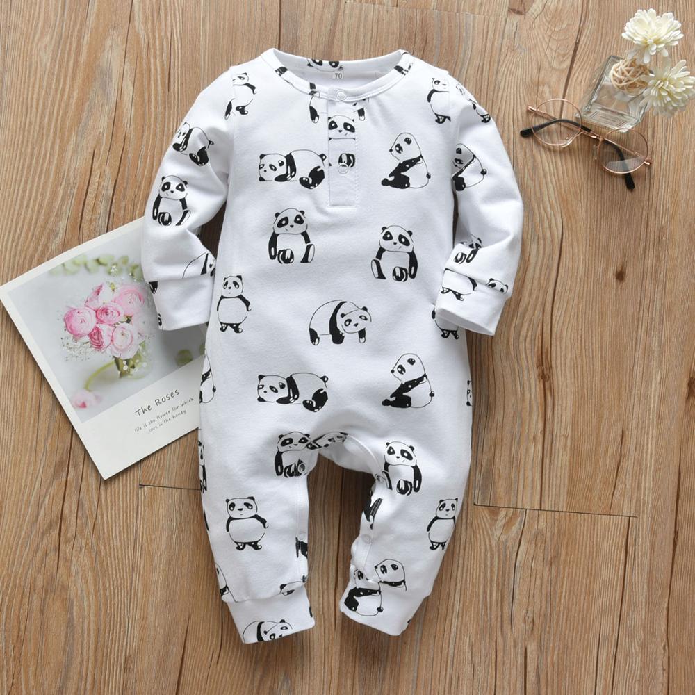 Newborn Infant Baby Boys Rompers Casual Long Sleeve Cartoon Panda Print Jumpsuit Autumn Baby Clothes Pajamas