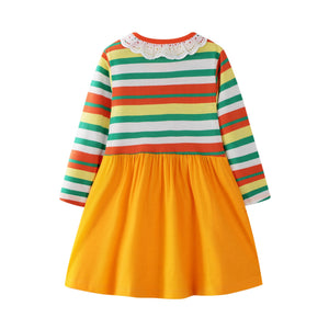 Princess Party Girls Dresses Stitching Cotton Kids Clothing Fashion Striped Children's Dress Tops for Girls Christmas Dresses