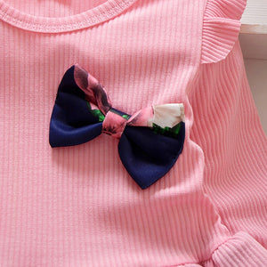 Spring Autumn Toddler Girl Dress Cotton Long Sleeve Toddler Dress Floral Bow Kids Dresses for Girls Fashion Girls Clothing