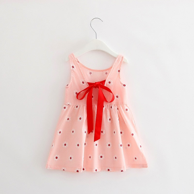 Summer Girl Dress Children Cotton Sleeveless Dresses Cherry Print Kids Dress for Girls Fashion Girls Clothing